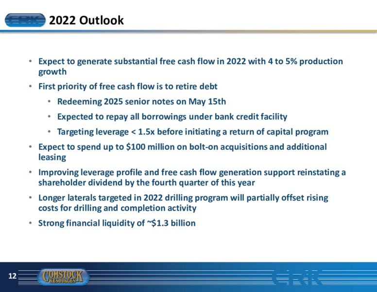 Q1 2022 Earnings Presentation – Comstock Resources Inc. – slide 11