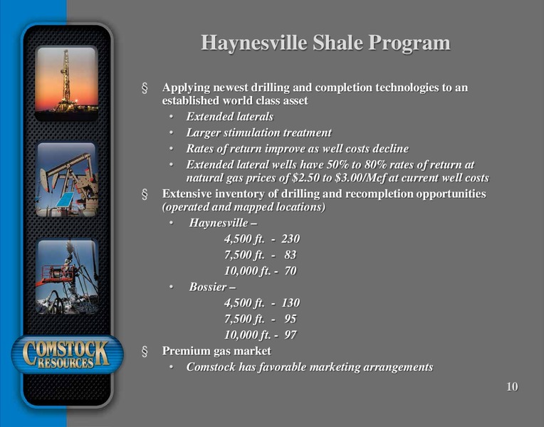 October 2016 Corporate Presentation – Comstock Resources Inc. – slide 9