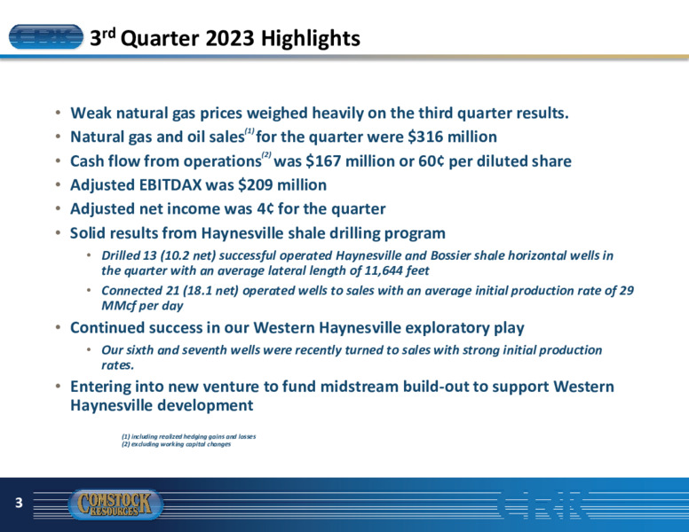 Q3 2023 Earnings Presentation – Comstock Resources Inc. – slide 2