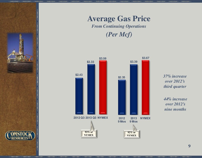 Q3 2013 Earnings – Comstock Resources Inc. – slide 8