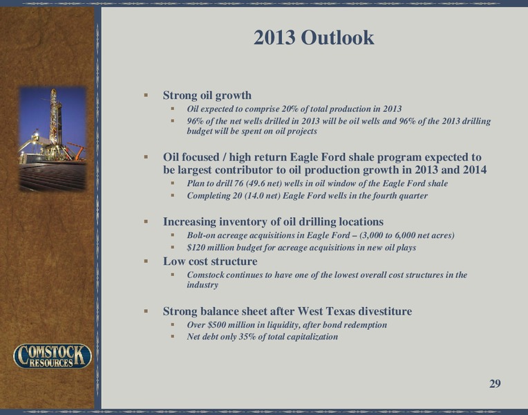 Q3 2013 Earnings – Comstock Resources Inc. – slide 28