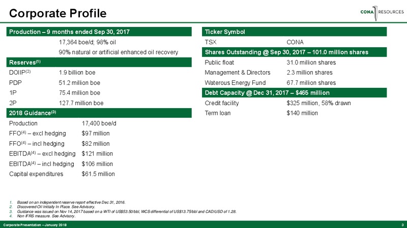 January 2018 Corporate Presentation – Cona Resources Ltd. – slide 2