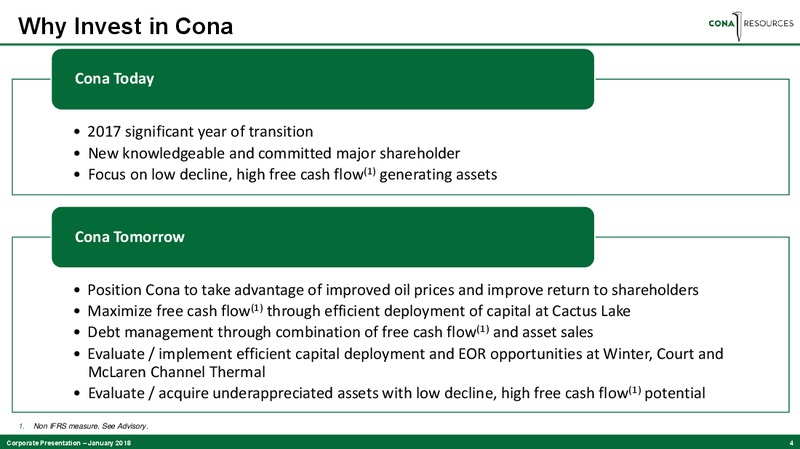 January 2018 Corporate Presentation – Cona Resources Ltd. – slide 3