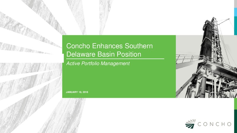 January 2016 Investor Presentation – Concho Resources, Inc. – slide 1