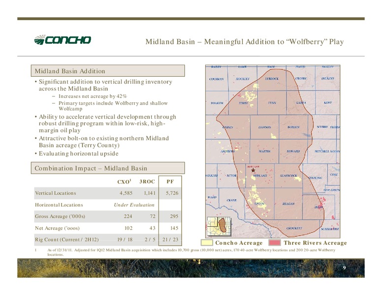 Acquisition of Three Rivers Operating Company Permian Assets – Concho Resources, Inc. – slide 7