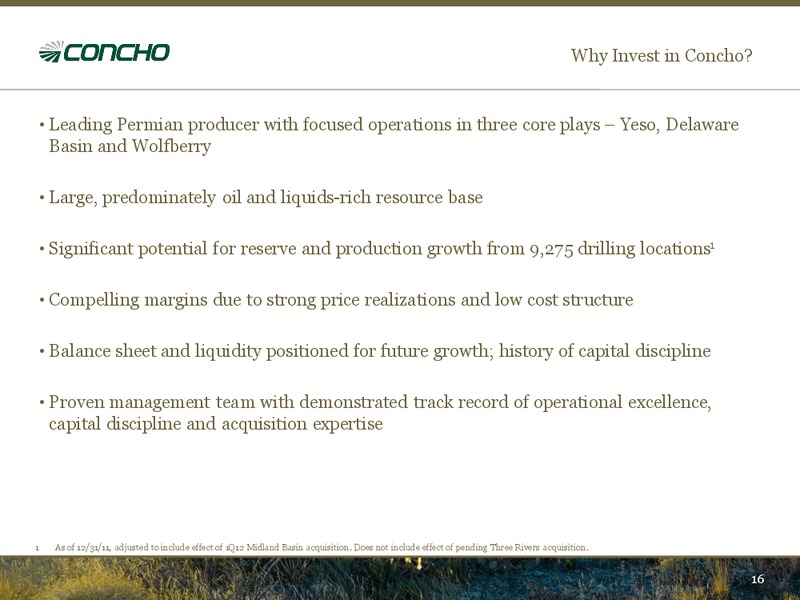 June 2012 Investor Presentation – Concho Resources, Inc. – slide 14