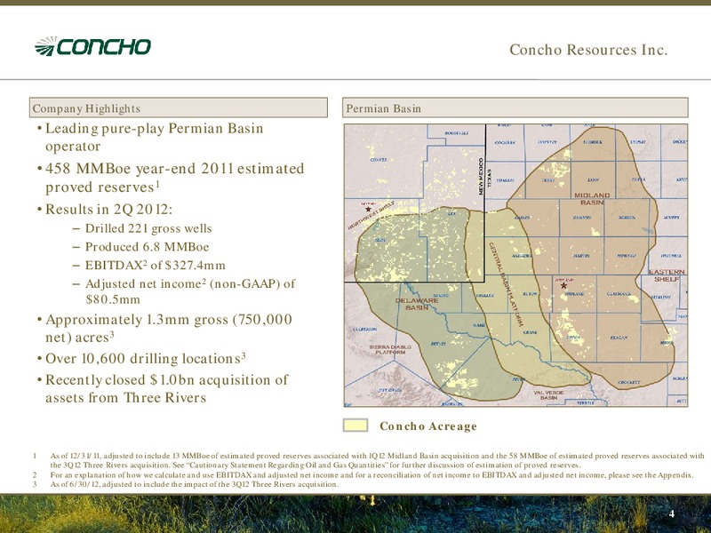 August 2012 Investor Presentation – Concho Resources, Inc. – slide 2