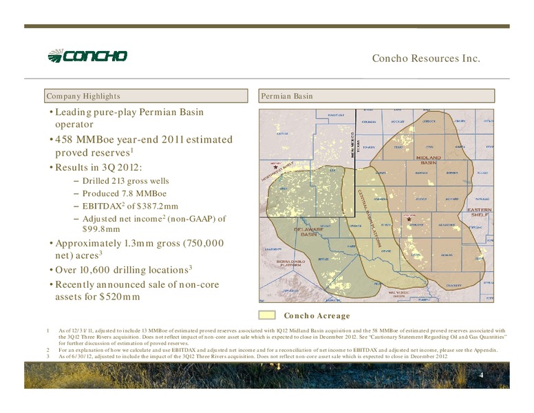 2012 Bank of America Merrill Lynch Leveraged Finance Conference – Concho Resources, Inc. – slide 2