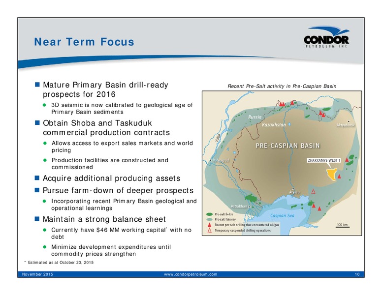 Corporate Presentation – Condor Petroleum Inc – slide 10