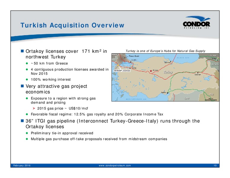 February 2016 Investor Presentation – Condor Petroleum Inc – slide 10