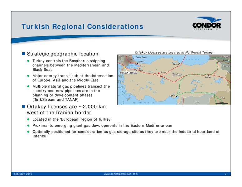 February 2016 Investor Presentation – Condor Petroleum Inc – slide 21