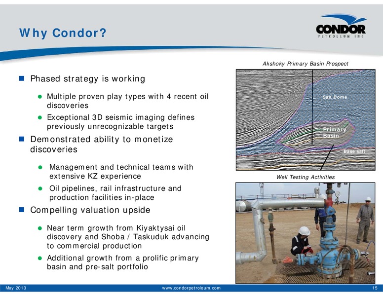MAY 2013 INVESTOR PRESENTATION – Condor Petroleum Inc – slide 15