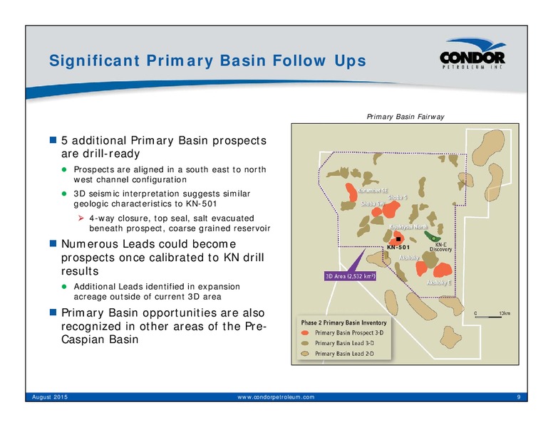 August 2015 Investor Presentation – Condor Petroleum Inc – slide 9