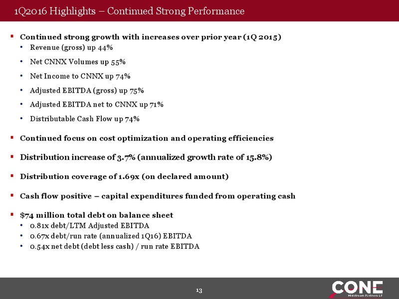 MLPA 2016 Investor Conference – Cone Midstream Partners Lp – slide 11