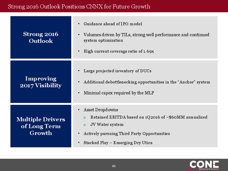 MLPA 2016 Investor Conference – Cone Midstream Partners Lp – slide 19