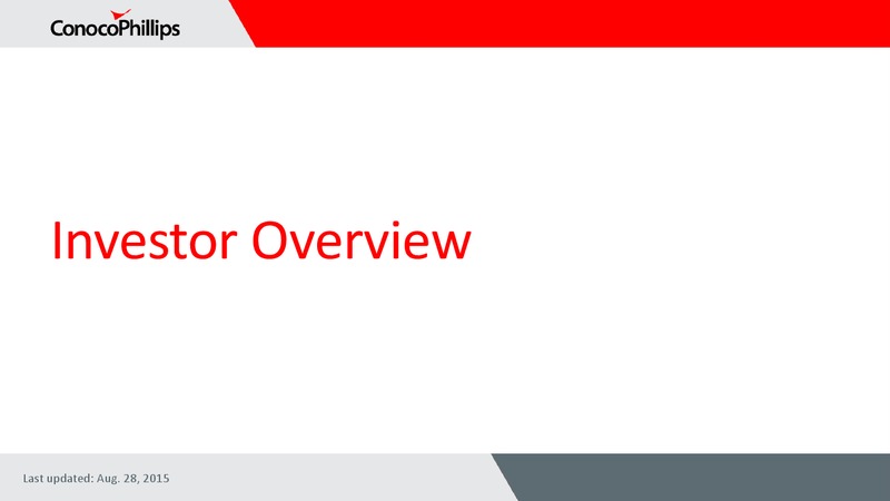 August 2015 Investor Overview Update – ConocoPhillips – slide 1
