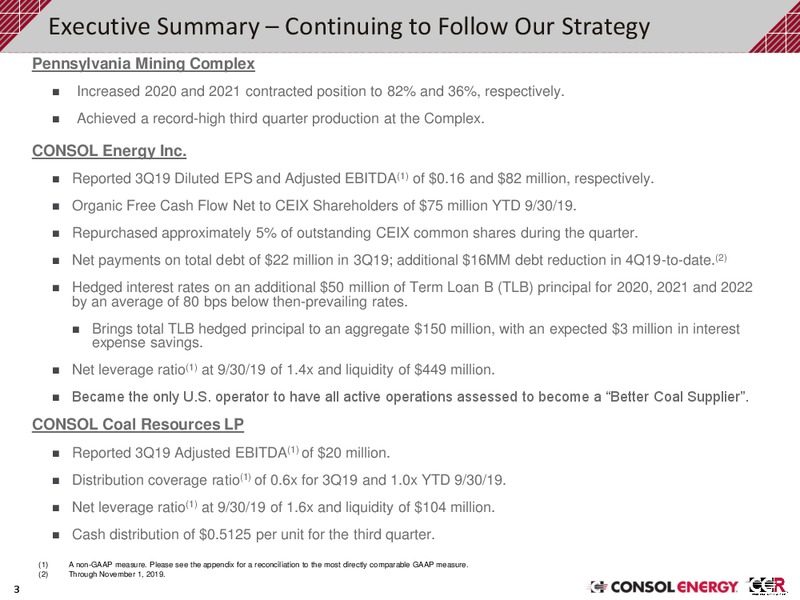3Q 2019 Earnings Presentation – Consol Energy Inc. – slide 2
