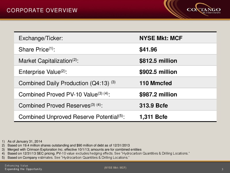 FEBRUARY 2014 CORPORATE PRESENTATION – Contango Oil & Gas Co. – slide 2