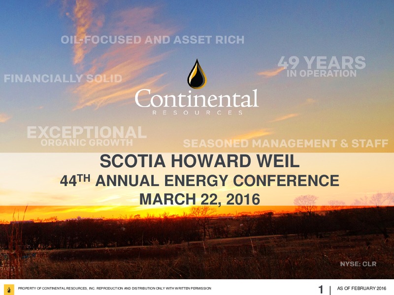 Scotia Howard Weil Conference – Continental Resources, Inc. – slide 1