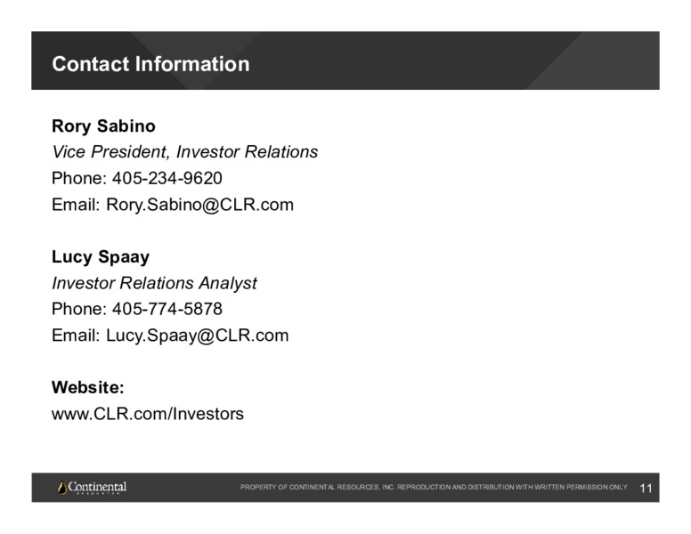 April 2021 Investor Update – Continental Resources, Inc. – slide 10
