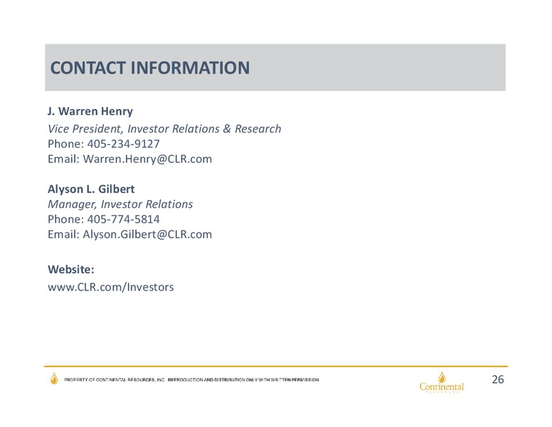 Q2 2016 Investor Update – Continental Resources, Inc. – slide 25