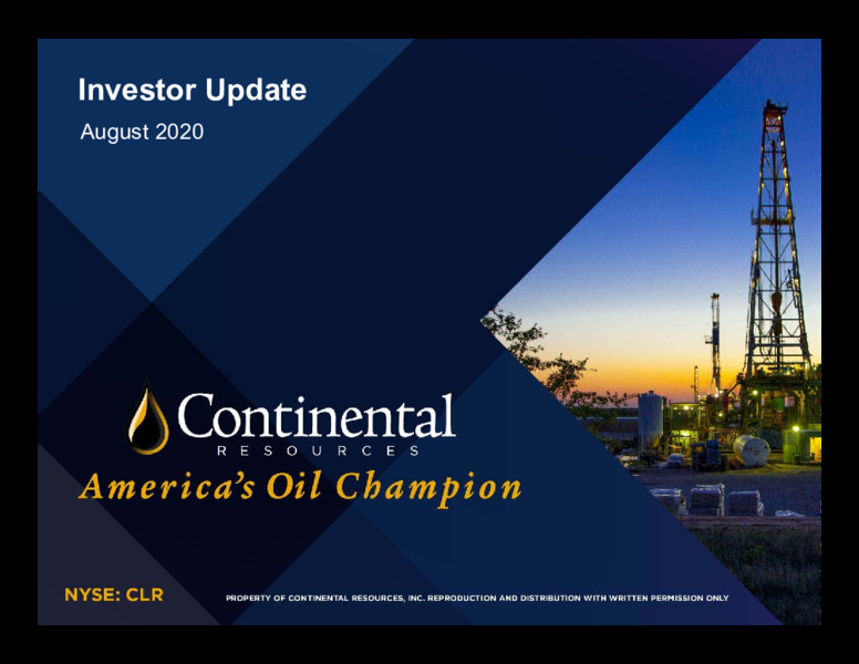 2Q 2020 Investor Presentation – Continental Resources, Inc. – slide 1