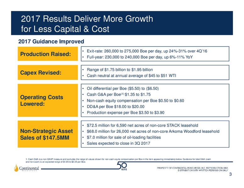 2Q 2017 Earnings Update – Continental Resources, Inc. – slide 2