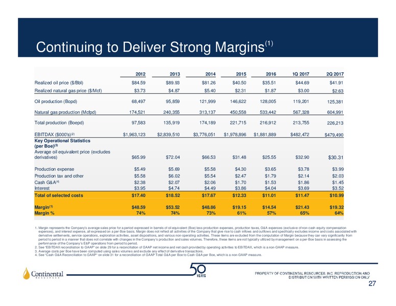 2Q 2017 Earnings Update – Continental Resources, Inc. – slide 26