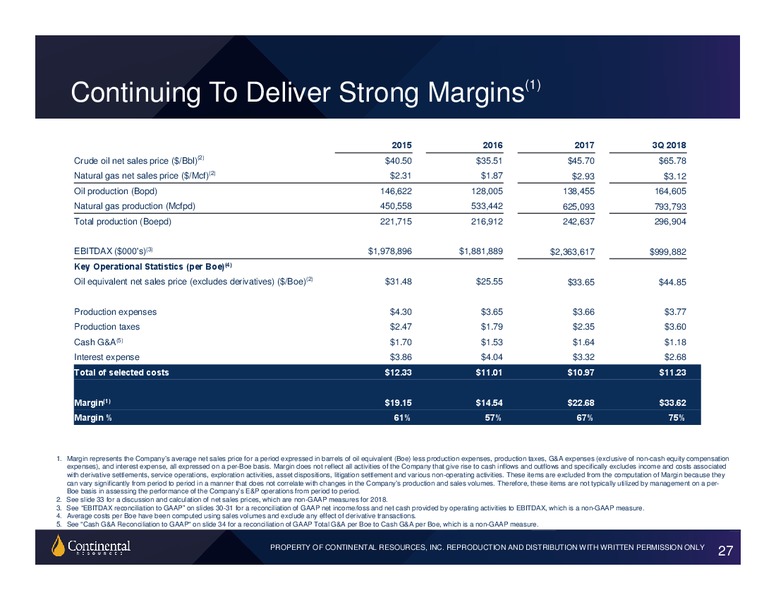 3Q 2018 Earnings Presentation – Continental Resources, Inc. – slide 26