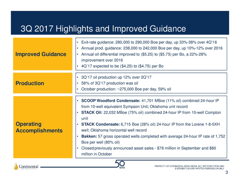 November 2017 Investor Update Presentation – Continental Resources, Inc. – slide 2