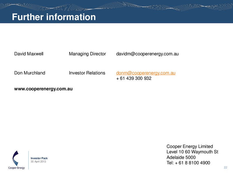 INVESTOR PACK – Cooper Energy Limited – slide 21