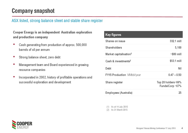 JULY 2015 INVESTOR PRESENTATION – Cooper Energy Limited – slide 3