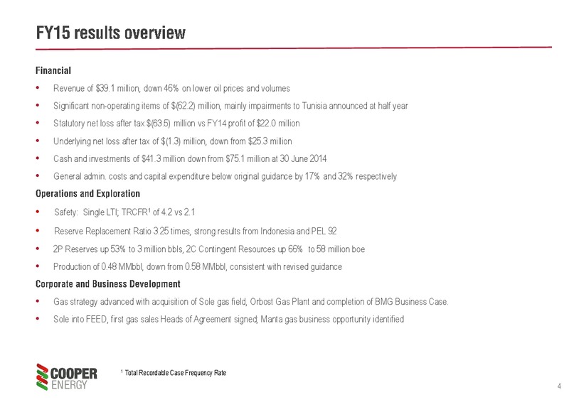 2015 Financial Results – Cooper Energy Limited – slide 3