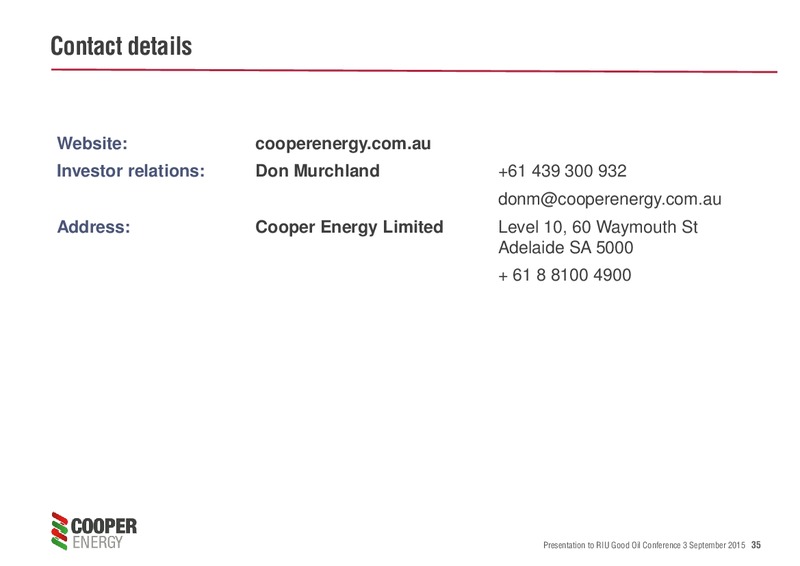 RIU Good Oil Conference – Cooper Energy Limited – slide 32