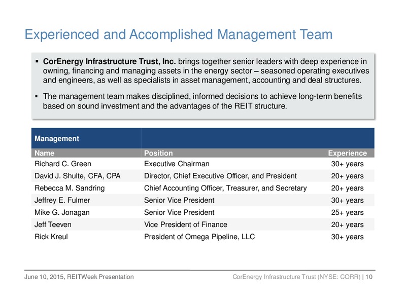 REITWeek Investor Presentation – Corenergy Infrastructure Trust – slide 9
