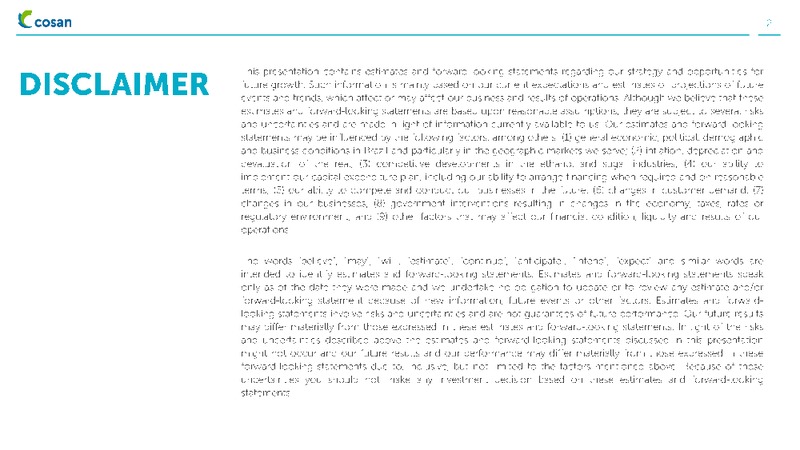 INSTITUTIONAL PRESENTATION – Cosan Ltd. – slide 2