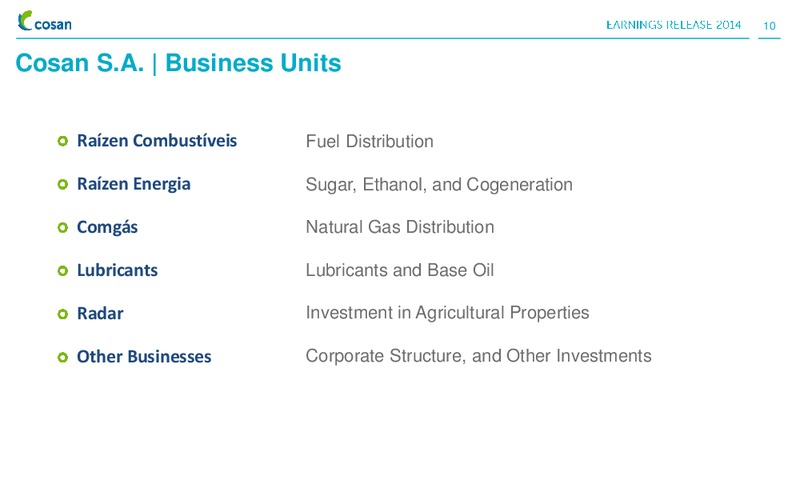 4Q14 and 2014 Earnings Presentation – Cosan Ltd. – slide 9