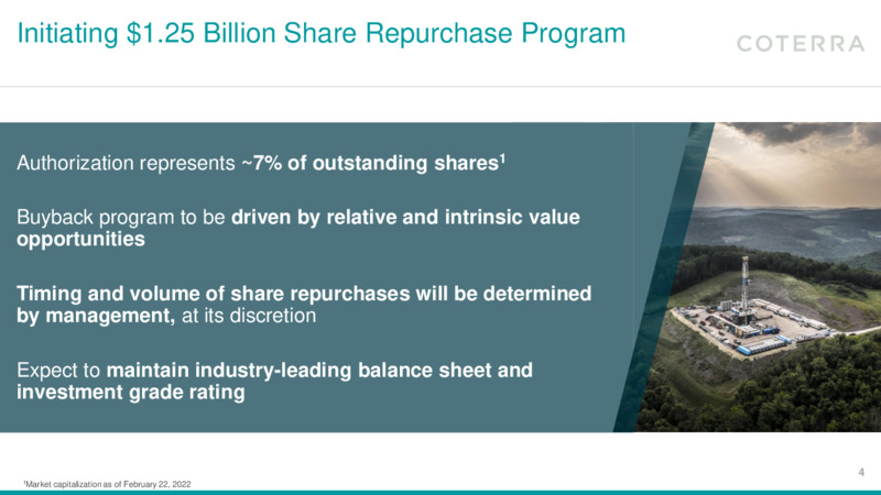 4Q 2021 Earnings Presentation – Coterra Energy – slide 3