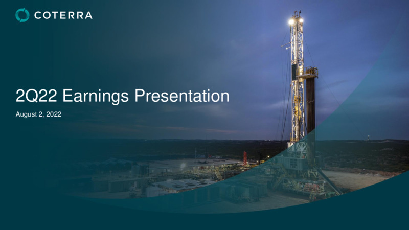2Q22 Earnings Presentation – Coterra Energy – slide 1