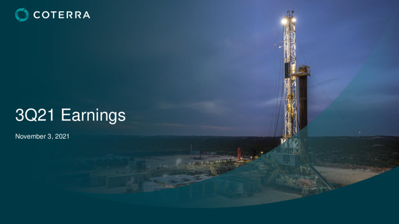 Third Quarter 2021 Earnings Presentation – Coterra Energy – slide 1