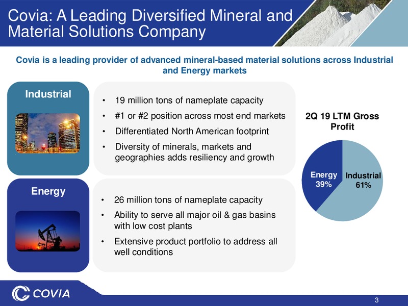 2Q 2019 Earnings Presentation – Covia Corp. – slide 2