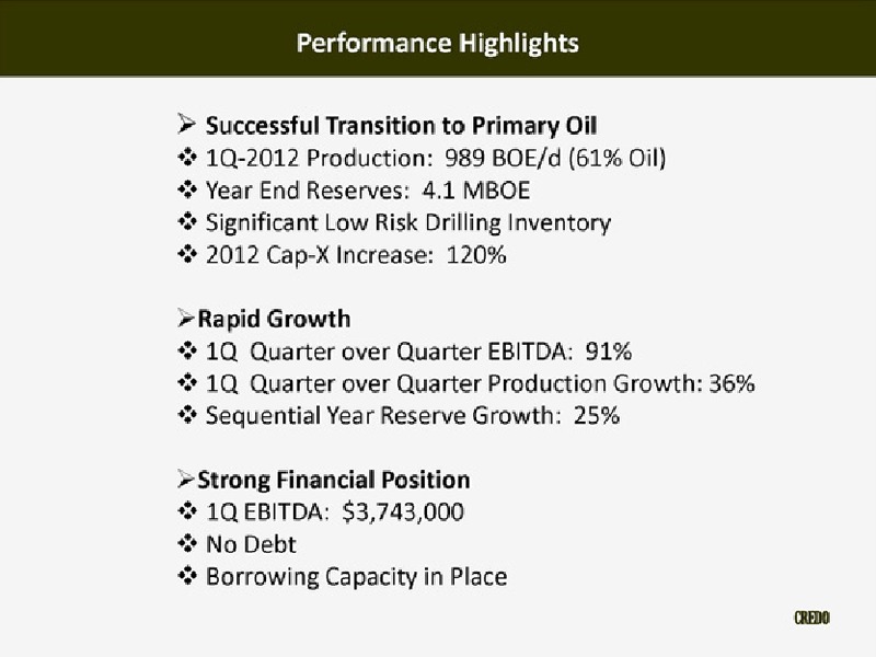 Investor Presentation – Credo Petroleum Corp. – slide 5