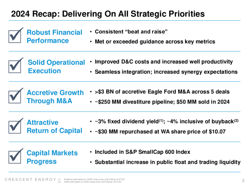 Q4 2024 and FY 2024 Earnings Presentation – Crescent Energy Company – slide 2
