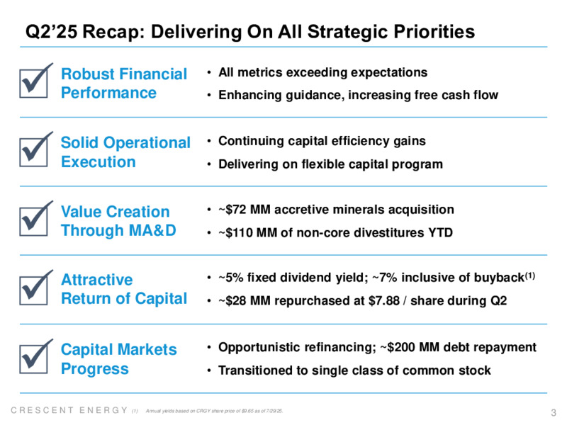 2Q 2025 Earnings Presentation – Crescent Energy Company – slide 2