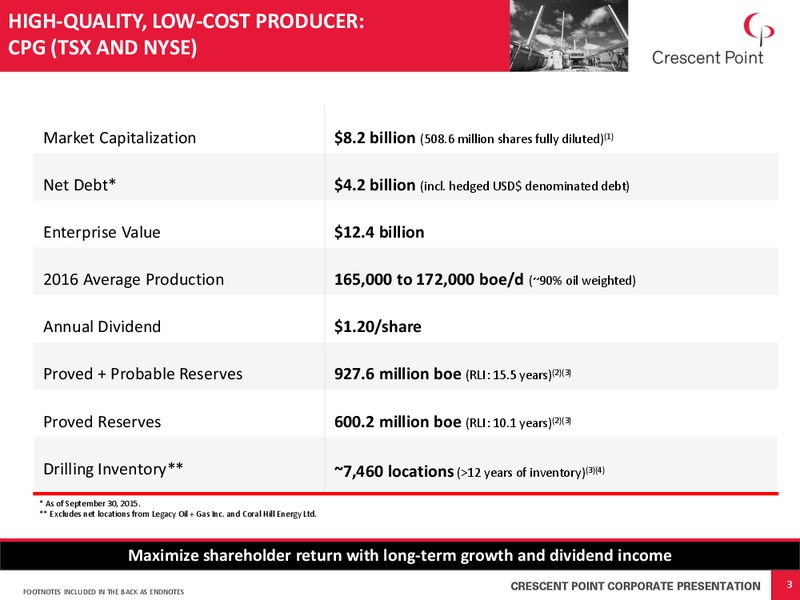 February 2016 Corporate Presentation – Crescent Point Energy Corp. – slide 2