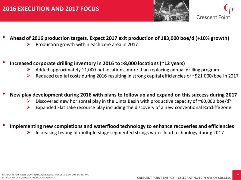 January 2017 Corporate Presentation – Crescent Point Energy Corp. – slide 6