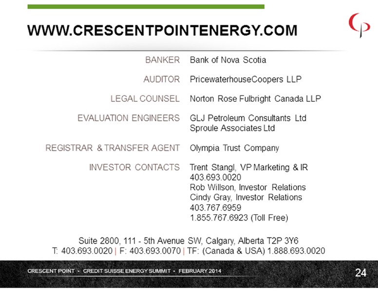 Credit Suisse Energy Summit – Crescent Point Energy Corp. – slide 24
