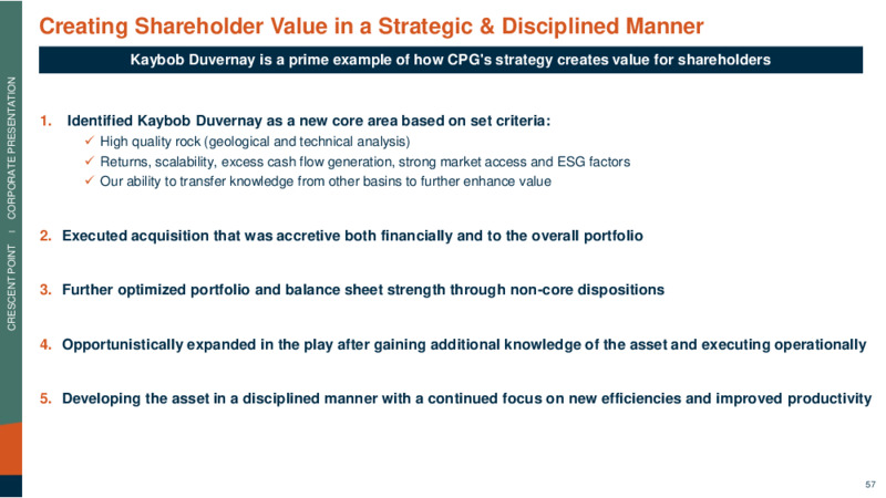 Kaybob Duvernay Acquisition – Crescent Point Energy Corp. – slide 57