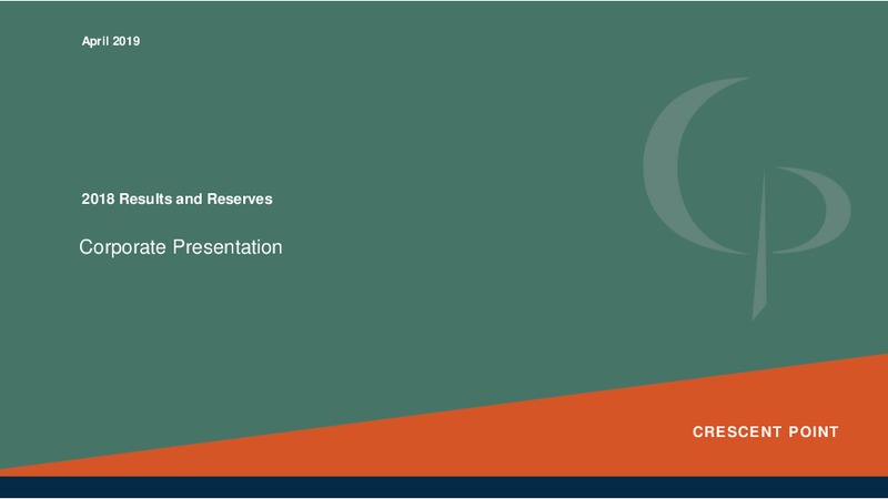 April 2019 Corporate Presentation – Crescent Point Energy Corp. – slide 1