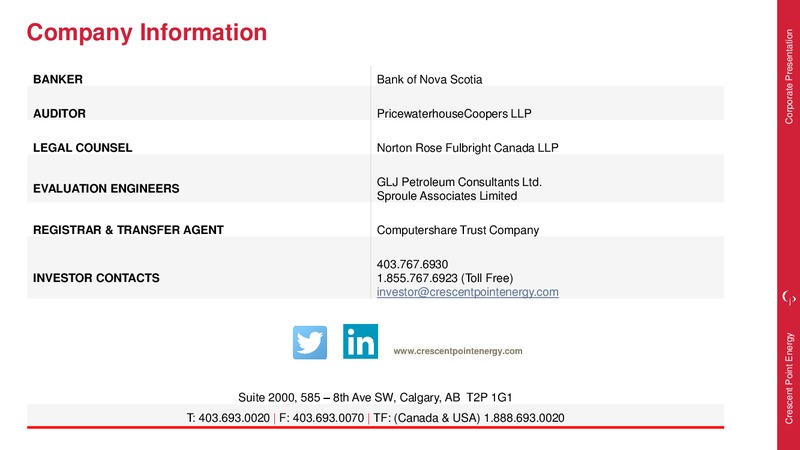 2Q 2018 Earnings Conference Call – Crescent Point Energy Corp. – slide 7